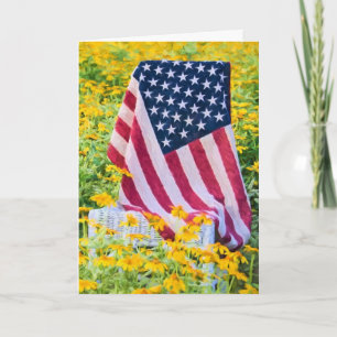 Amerikaanse vlag op stoel aquarel kaart