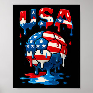 Amerikaanse vlag op voetbal druppel stijl mannen v poster