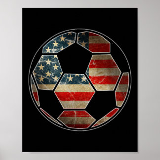 Amerikaanse vlag op voetbal Ll - Voetbal Ll vlag Poster