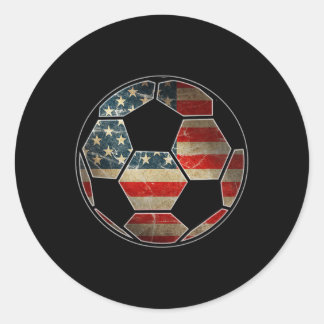 Amerikaanse vlag op voetbal Ll - Voetbal Ll vlag Ronde Sticker