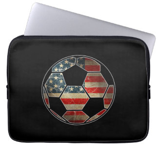 Amerikaanse vlag op Voetbal - Voetbal vlag Laptop Sleeve