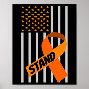 Amerikaanse vlag Oranje lintproducten Leukemie Bew Poster