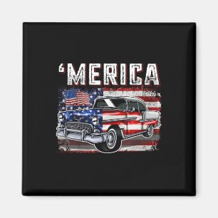 Amerikaanse vlag oude auto 4 juli Kinder jongen Magneet