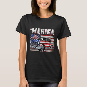Amerikaanse vlag oude auto 4 juli Kinder jongen T-shirt