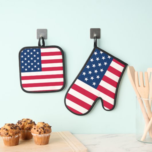 Amerikaanse vlag Oven Mitt & Pot Holder Set (Insitu(Ophanging))