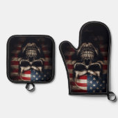 Amerikaanse vlag ovenwant & pannenlap set (Voorkant)