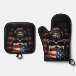 Amerikaanse vlag ovenwant & pannenlap set