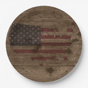 Amerikaanse vlag over bijthout Amerikaanse patrio Papieren Bordje
