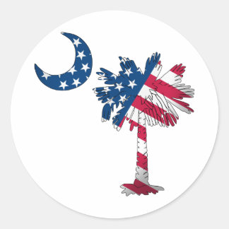 Amerikaanse vlag Palmetto Ronde Sticker
