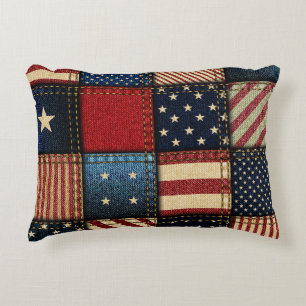 Amerikaanse vlag, patchwork naadloos patroon. accent kussen