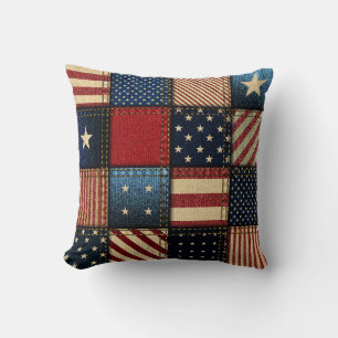 Amerikaanse vlag, patchwork naadloos patroon. kussen