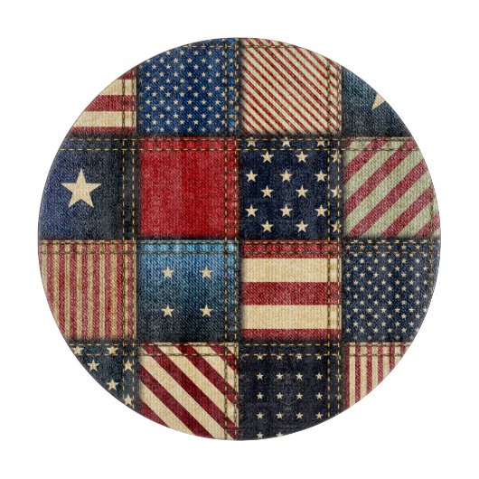 Amerikaanse vlag, patchwork naadloos patroon. snijplank (Voorkant)