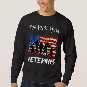 Amerikaanse vlag Patriotic Dank u veteranen voor V Trui