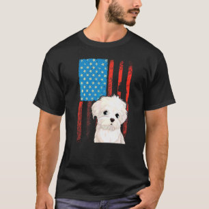 Amerikaanse vlag Patriotic Dog Bichon Frise T-shirt