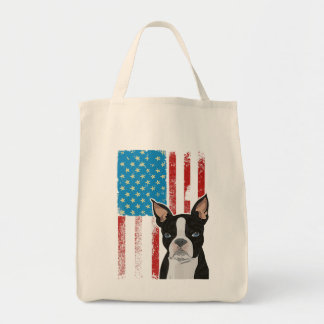 Amerikaanse vlag - Patriotic Dog Boston Terrier P Tote Bag