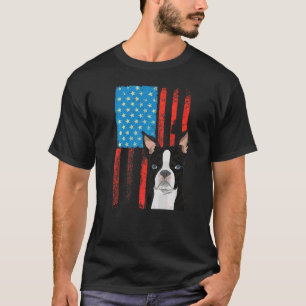 Amerikaanse vlag Patriotic Dog Boston Terrier T-shirt