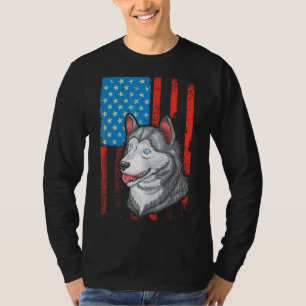 Amerikaanse vlag Patriotic Dog Siberian Husky T-shirt