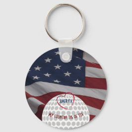 Amerikaanse vlag Patriotic Golfer's Gift Sleutelhanger