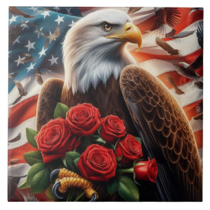 Amerikaanse Vlag Patriotische Adelaar Keramische T Tegeltje