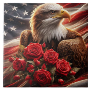 Amerikaanse Vlag Patriotische Adelaar Keramische T Tegeltje