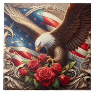Amerikaanse Vlag Patriotische Adelaar Keramische T Tegeltje