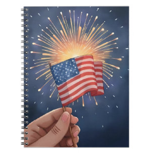 Amerikaanse Vlag Patriotische Aquarel Schildering Notitieboek