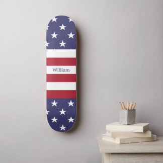 Amerikaanse vlag Patriottic Custom Name Blue Red W Skateboard