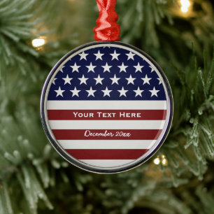 Amerikaanse Vlag Patriottic Juli 4 de Douane Metalen Ornament