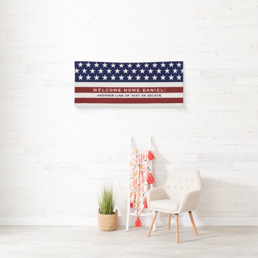 Amerikaanse Vlag Patriottic Juli 4e Welkome Thuis Spandoek (Insitu)