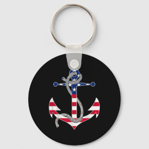 Amerikaanse vlag Patriottisch Anchor Memorial Day Sleutelhanger