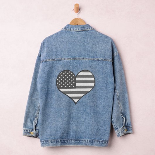 Amerikaanse vlag Patriottisch Hart zwart-wit Denim Jacket (Hangar)