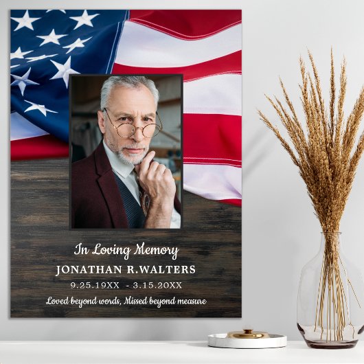 Amerikaanse vlag Patriottisch herdenkingsfoto Fune Poster