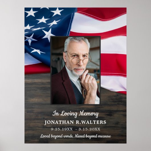 Amerikaanse vlag Patriottisch herdenkingsfoto rouw Poster (Voorkant)