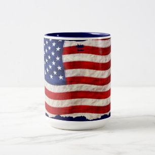 Amerikaanse vlag, patriottisch ontwerp, sterren &  tweekleurige koffiemok