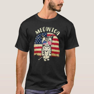 Amerikaanse Vlag Patriottische 4e Juli Meowica Kit T-shirt