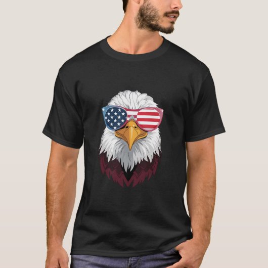 Amerikaanse vlag Patriottische adelaar 4 juli T-shirt (Voorkant)