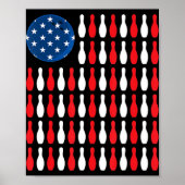 Amerikaanse vlag - Patriottische Bowler & Bowling Poster (Voorkant)