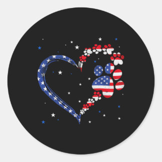 Amerikaanse vlag Patriottische hond Cat Paw print  Ronde Sticker