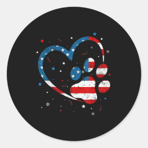 Amerikaanse vlag Patriottische hond en kattenpoot Ronde Sticker