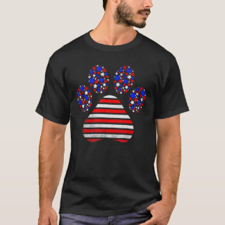 Amerikaanse Vlag Patriottische Hond & Kat Pootafdr T-shirt