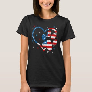 Amerikaanse Vlag Patriottische Hond & Kat Pootafdr T-shirt
