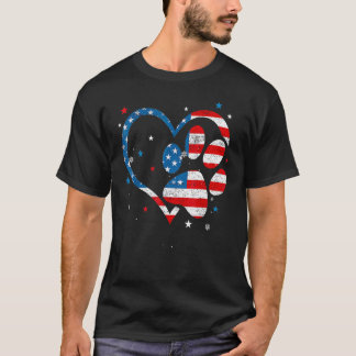 Amerikaanse Vlag Patriottische Hond & Kat Pootafdr T-shirt
