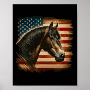 Amerikaanse vlag Patriottische paard paardrijden w Poster