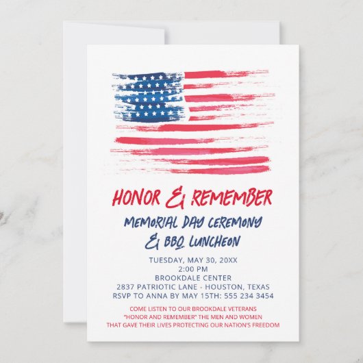 Amerikaanse Vlag Patriottische Uitnodiging (Voorkant)
