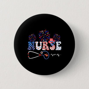 Amerikaanse Vlag Patriottische Verpleegster Stetho Ronde Button 5,7 Cm