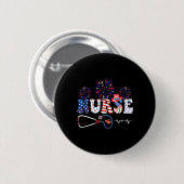 Amerikaanse Vlag Patriottische Verpleegster Stetho Ronde Button 5,7 Cm (Voorkant /achterkant)