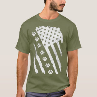 Amerikaanse vlag Paw Print met hond PawsVintage T-shirt