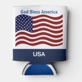 Amerikaanse vlag Personaliseer naam en tekst Tall Blikjeskoeler (Voorkant)