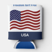 Amerikaanse vlag Personaliseer naam en tekst Tall Blikjeskoeler (Achterkant)