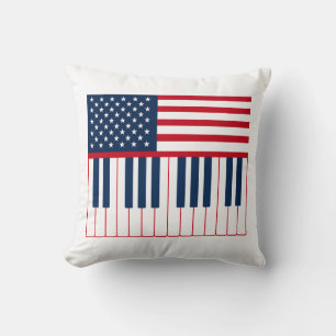Amerikaanse Vlag Piano Toetsenbord Muziek Ontwerp Kussen
